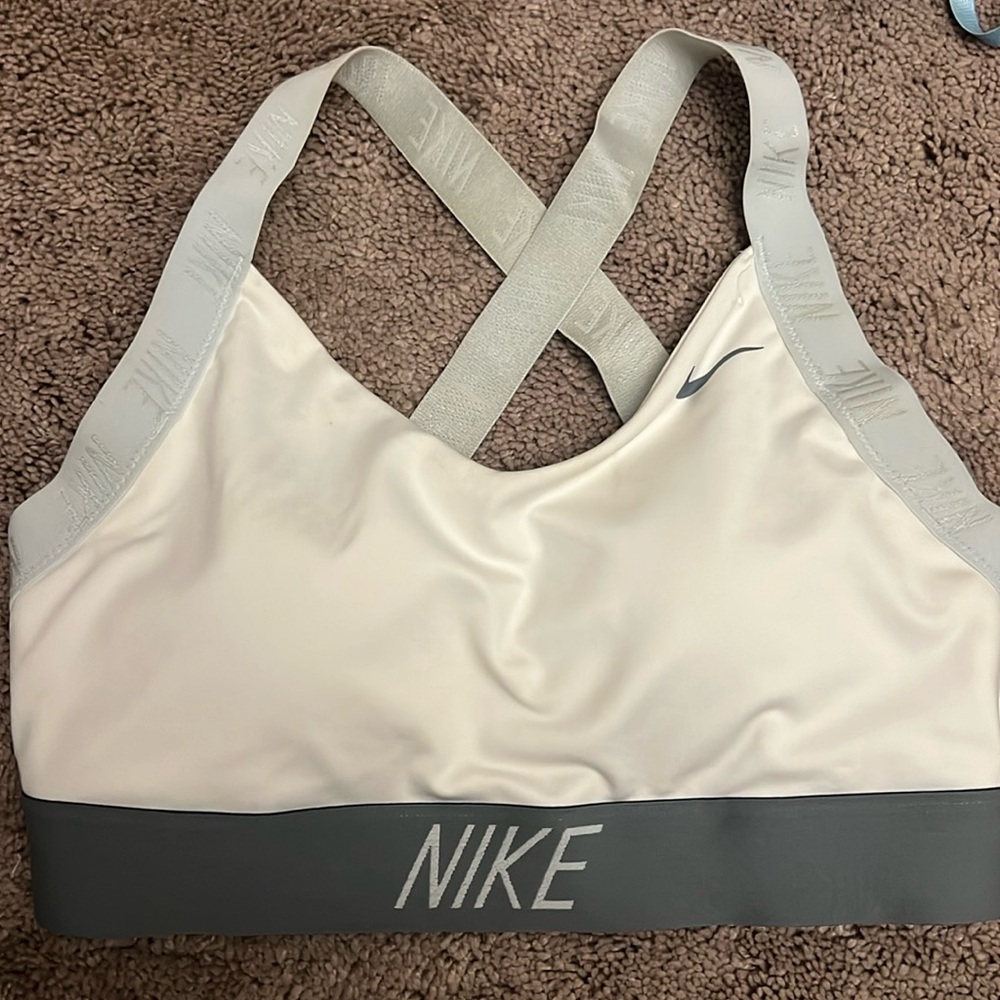Nike white and grey sports bra size M